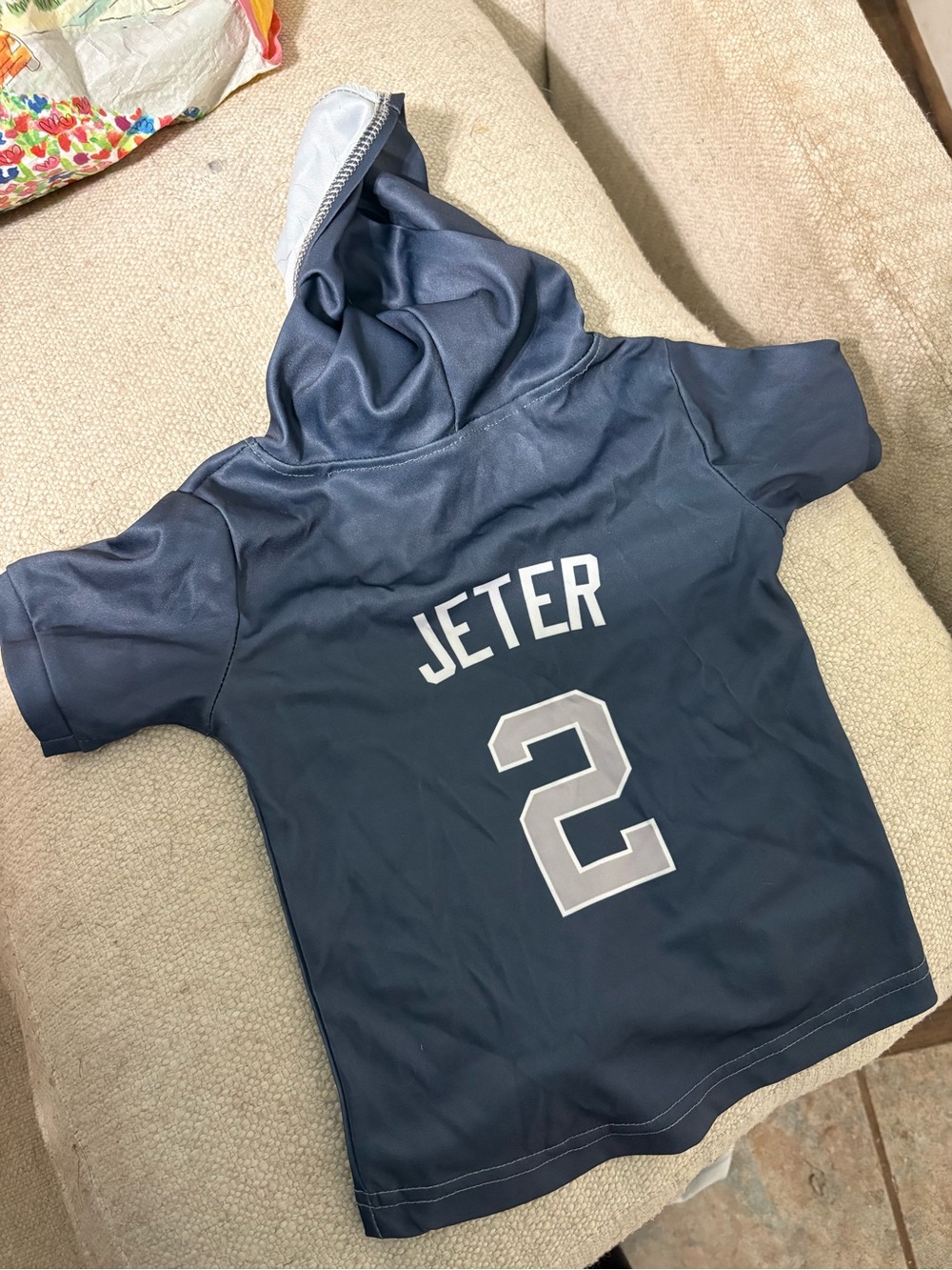 Navy Hooded Dog Jersey with Number 2 Print